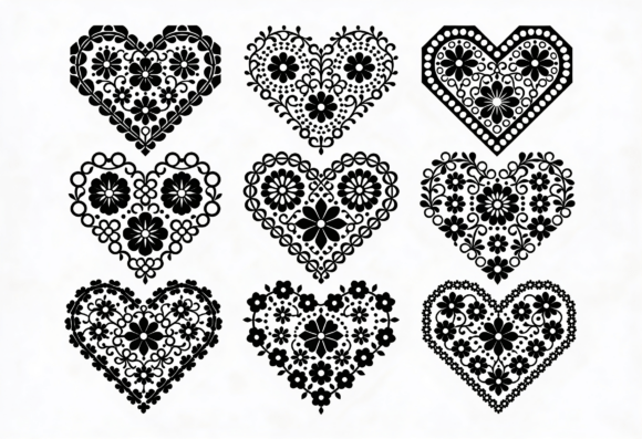 Black Floral Heart Cutouts SVG Bundle Review