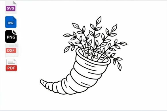 Cornucopia SVG Clipart Floral Outline Review