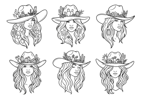 Cowgirl Hat Cactus Floral Line Art SVG Review