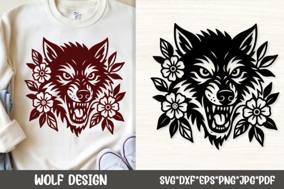 Fierce Wolf with Flowers Design SVG File Review