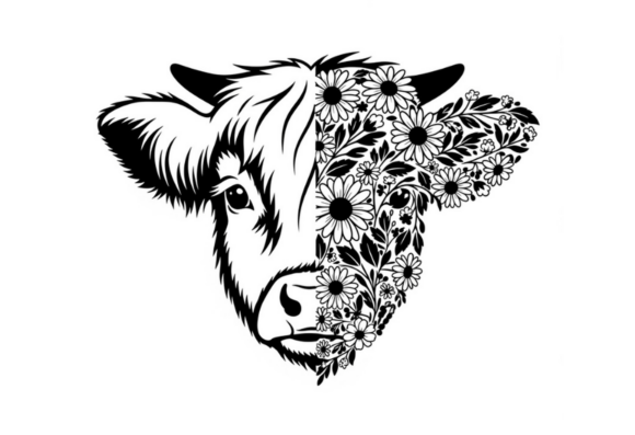 Floral Cow Head SVG Cut File Daisy Review