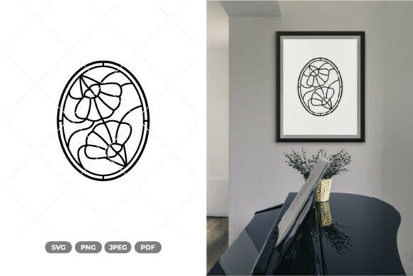 Floral Glass Art Outline SVG Clipart Review