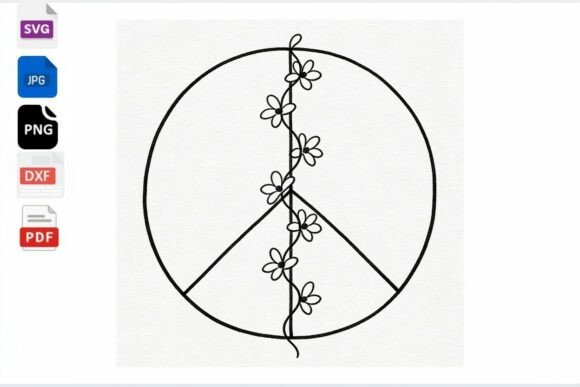 Floral Peace Sign SVG Cut File Flower Review