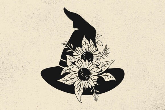 Flower Witch Hat SVG File, Floral Witch