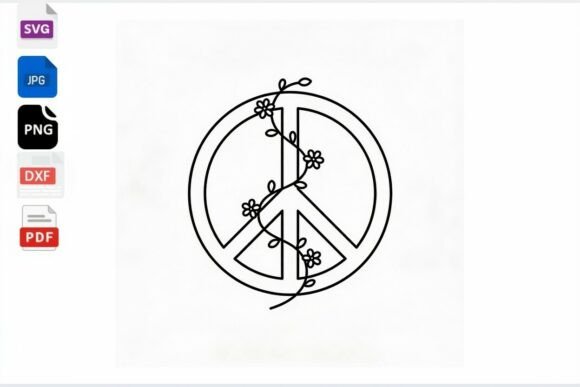 Peace Sign Floral Line Art SVG Cut File Review
