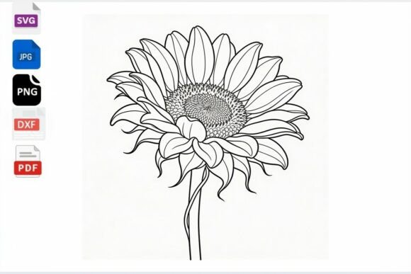 Sunflower Outline SVG Clipart Floral Review