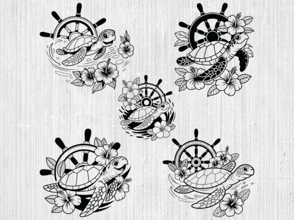 Turtle with Flower Svg Bundle, Floral Review